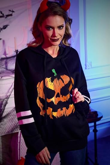 Spadehill Halloween Pumpkin Skeleton Pullover Hoodies