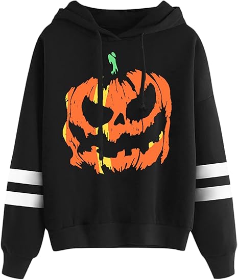 Spadehill Halloween Pumpkin Skeleton Pullover Hoodies