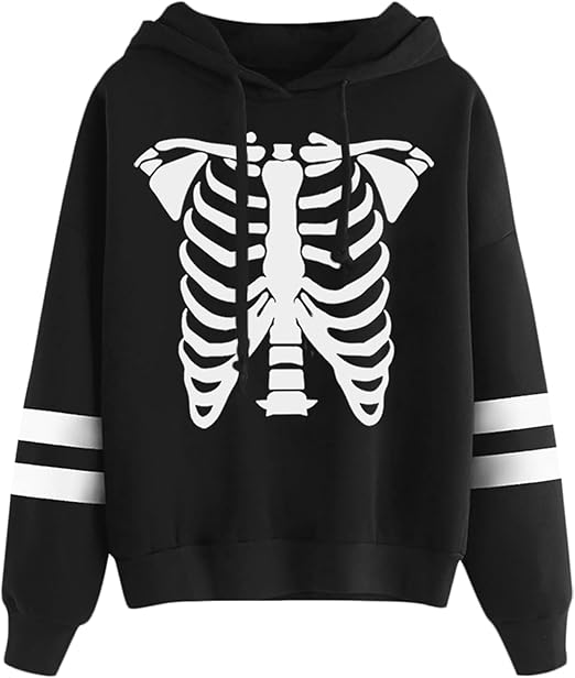 Spadehill Halloween Pumpkin Skeleton Pullover Hoodies