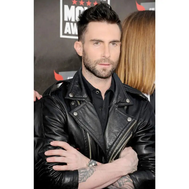 Adam Levine Black Men's Leather Jacket