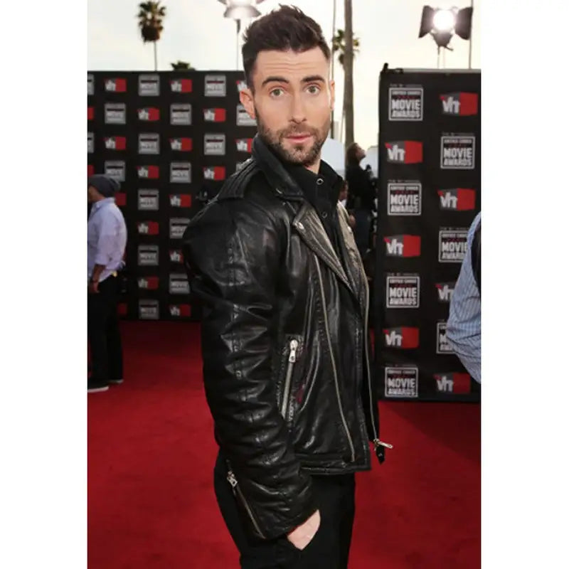 Adam Levine Black Men's Leather Jacket