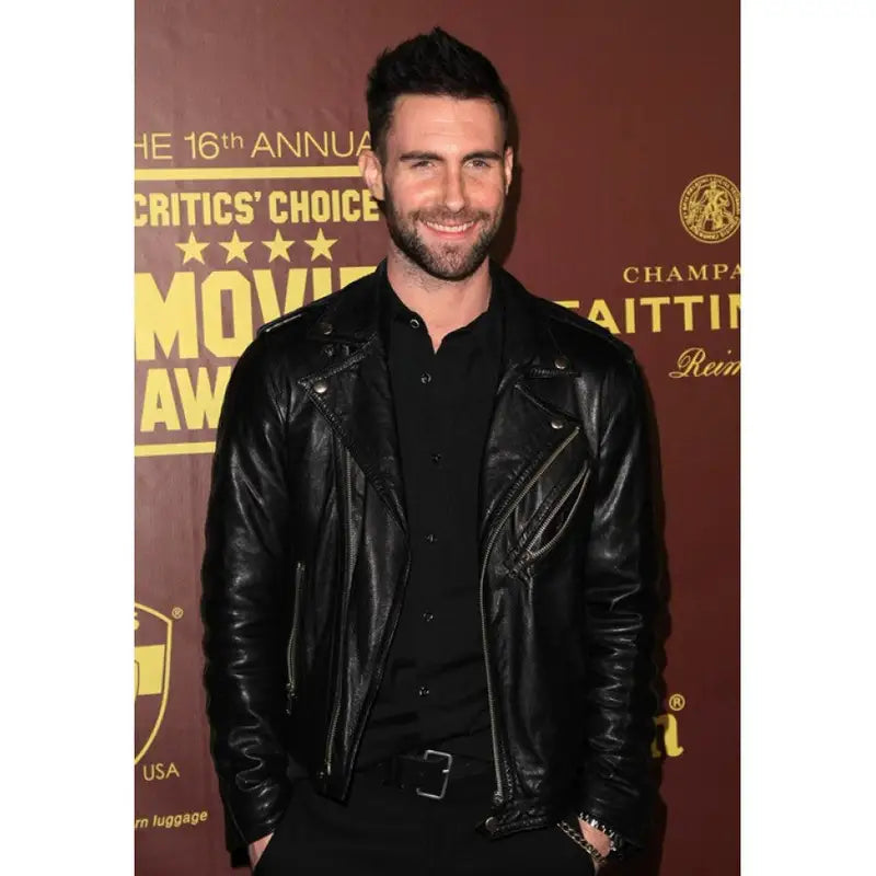 Adam Levine Black Men's Leather Jacket