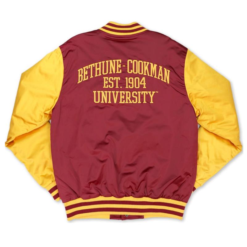 Bethune-Cookman University Burgundy and Yellow Satin Jacket