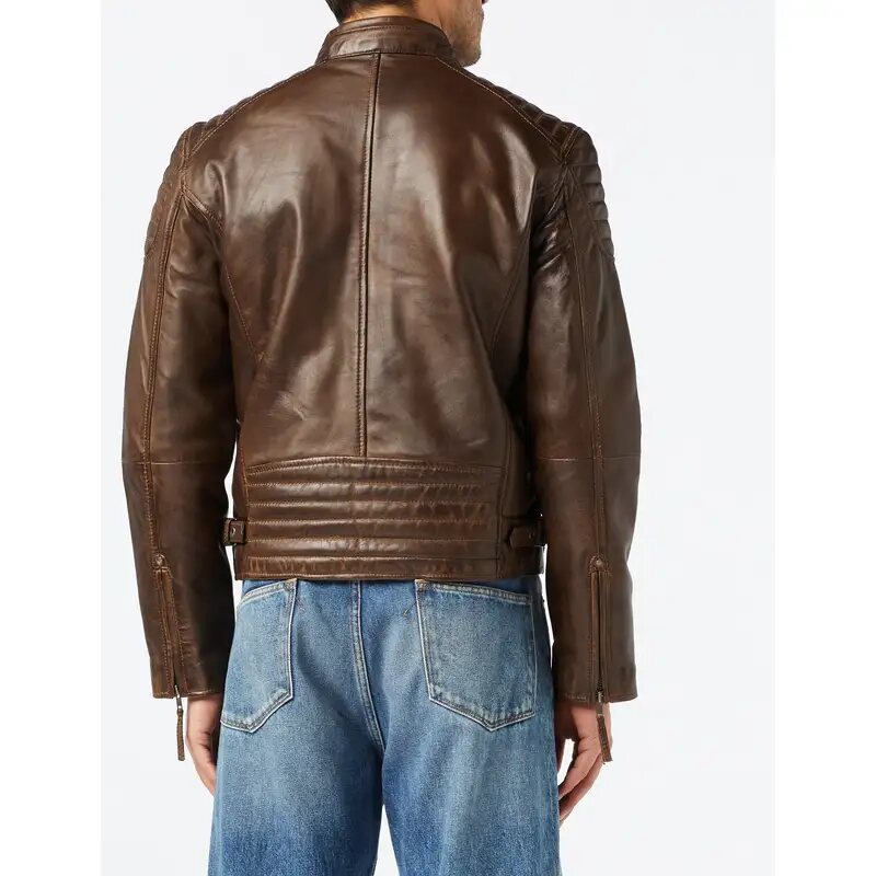 Biker Antique Washed Brown Jacket