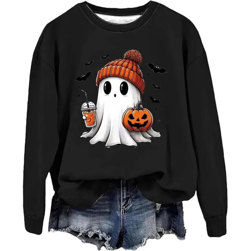 Halloween Funny Ghost Soda Graphic Fleece Sweatshirt