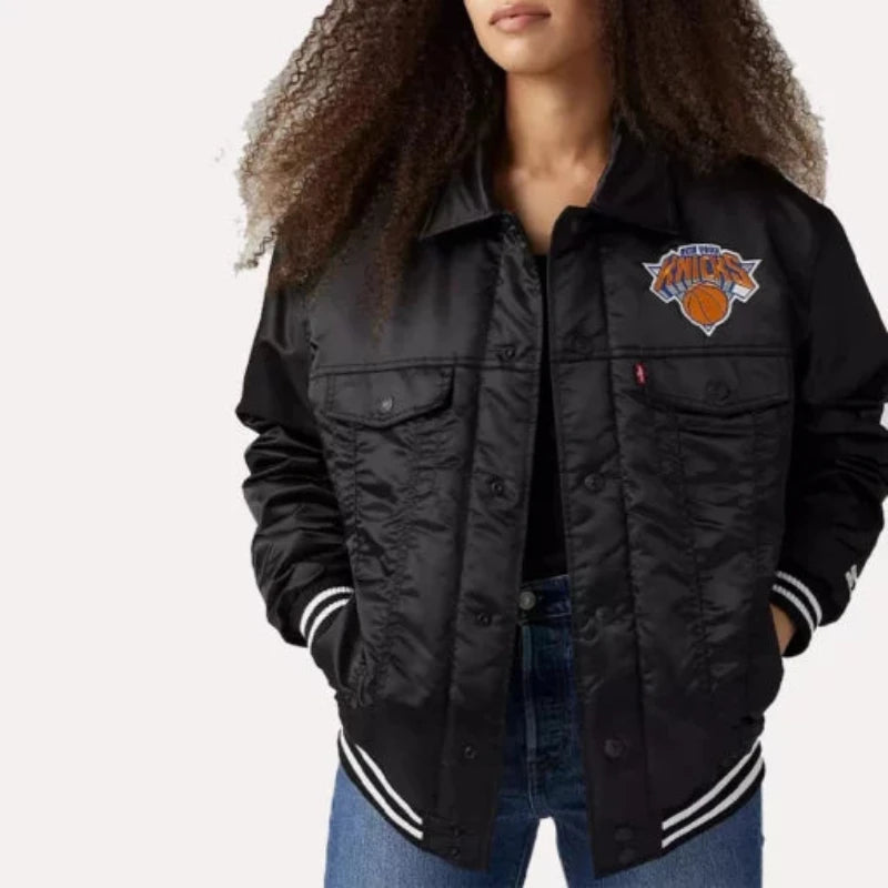 New York Knicks Team Black Satin Jacket