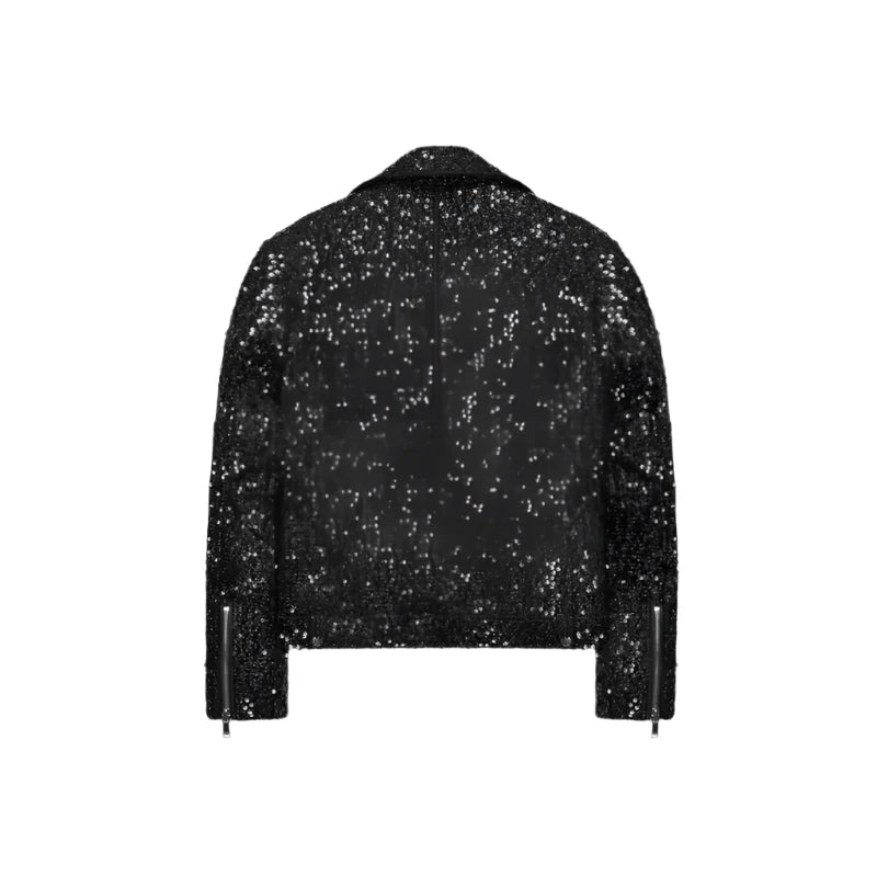 Unisex Sequins Biker Jacket