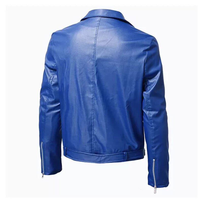 Blue Leather Jacket For Men