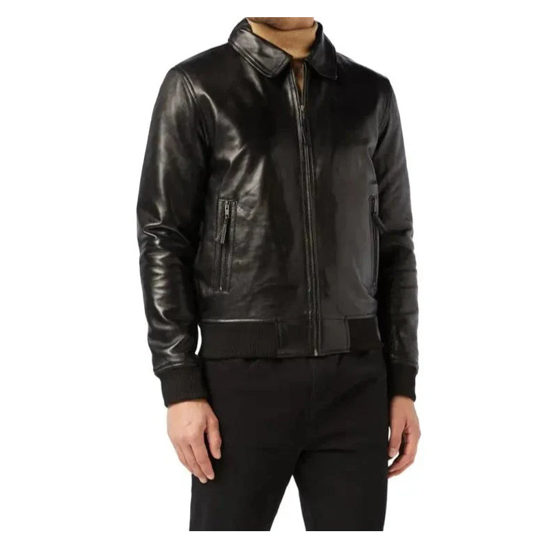 Bomber Biker With Collar Black Jacket