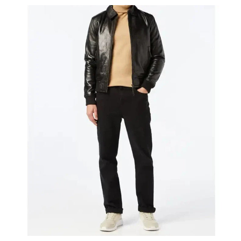 Bomber Biker With Collar Black Jacket