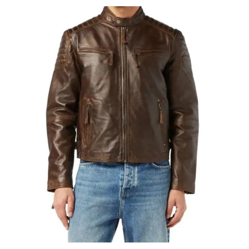 Biker Antique Washed Brown Jacket