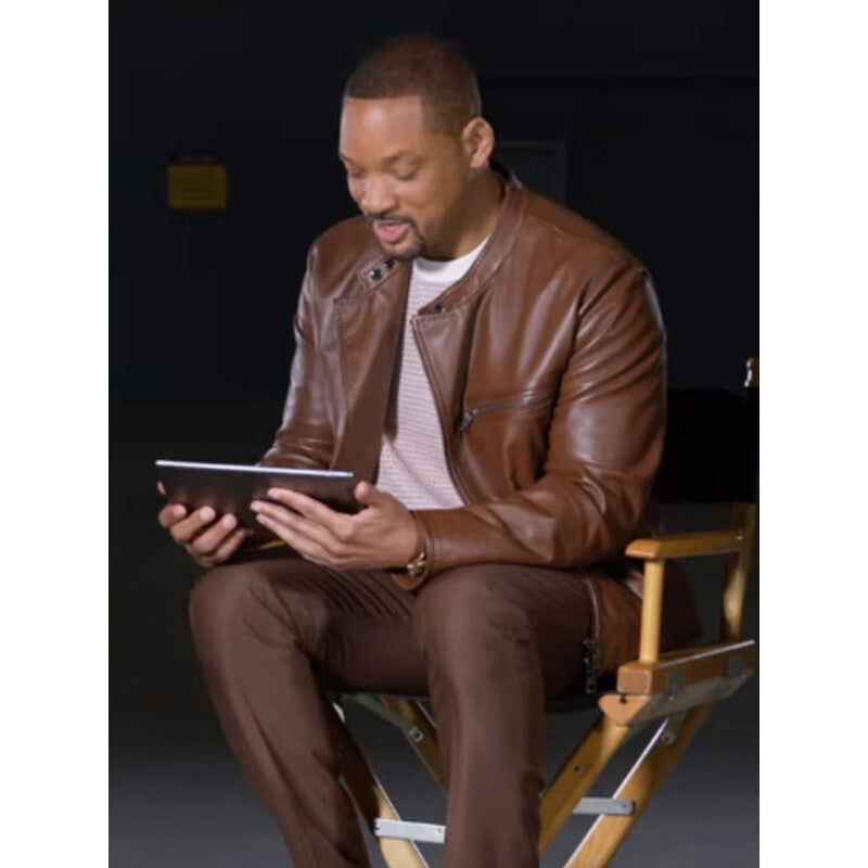 Will Smith Brown Leather Jacket-Bad Boys Ride or Die 2024