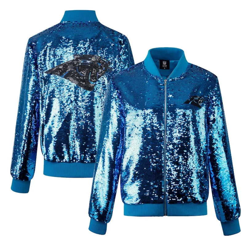 Carolina Panthers Full-Zip Blue Sequin Jacket