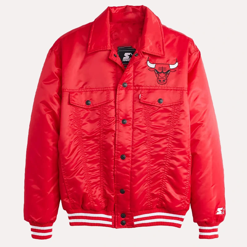 Chicago Bulls Baseball Team Red Satin Jacket