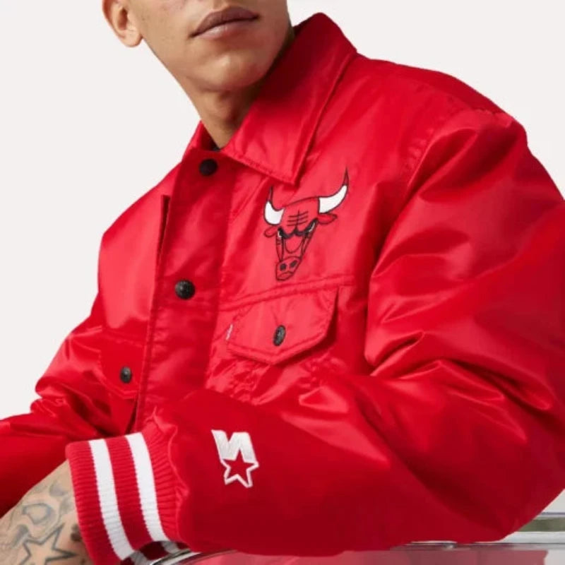 Chicago Bulls Baseball Team Red Satin Jacket