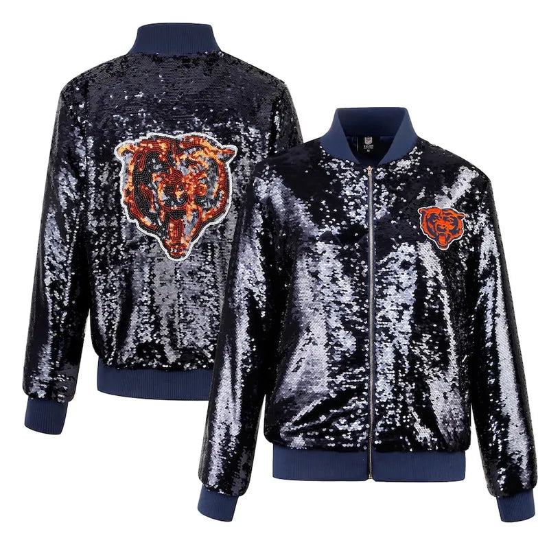 Chicago Bears Navy Sequin Jacket