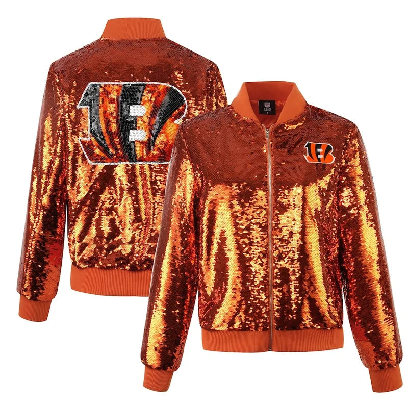 Cincinnati Bengals Cuce Orange Sequin Jacket