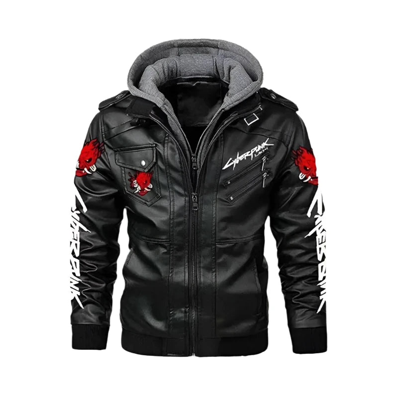 Cyberpunk Hooded Leather Jacket