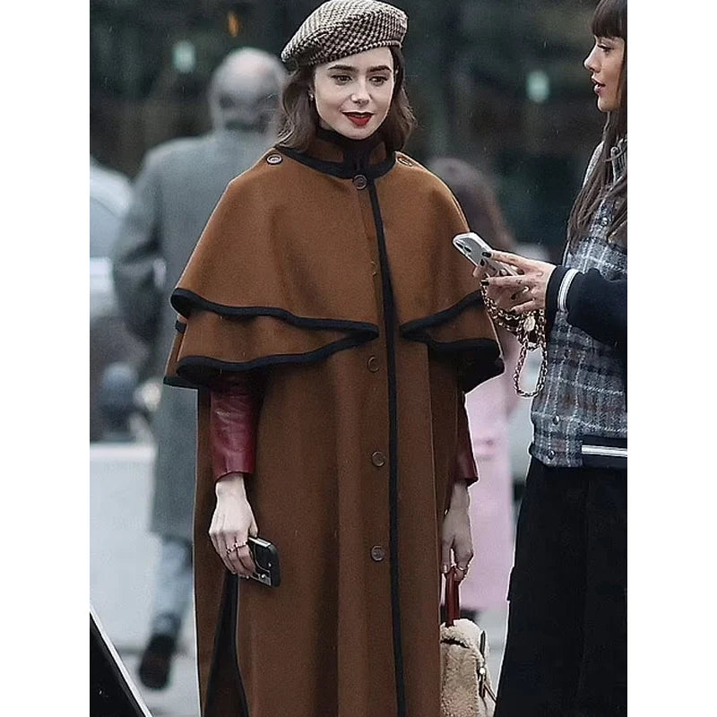 Emily In Paris S04 Lily Collins Cape Coat