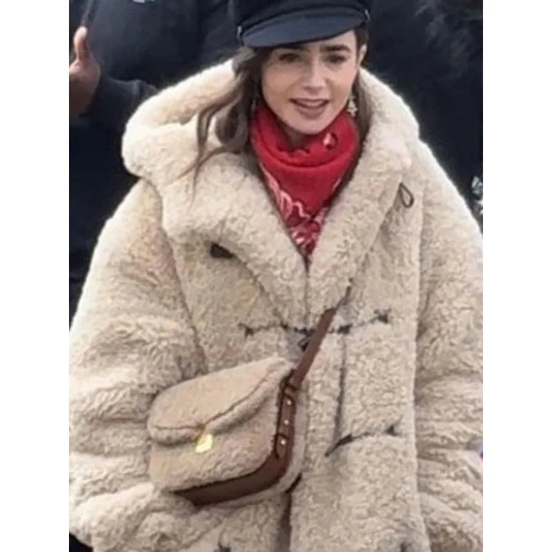 Emily In Paris S04 Lily Collins Shearling Fur Jacket