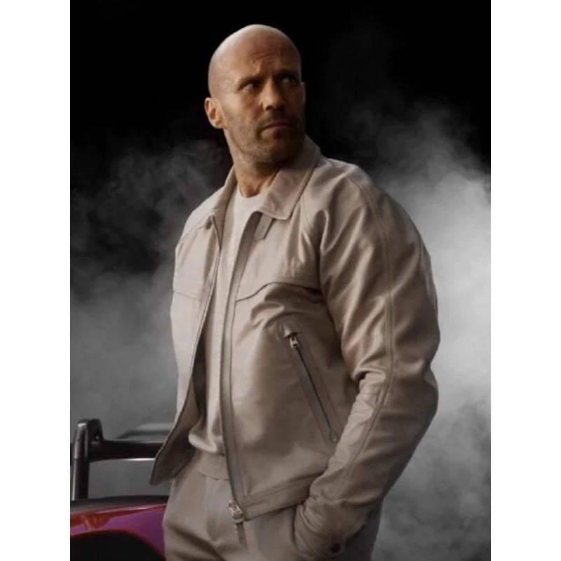 Fast X 2023 Jason Statham Beige Shirt Style Leather Jacket