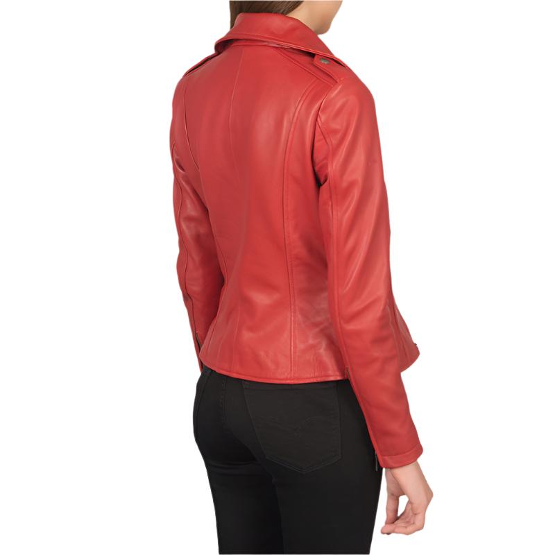 Flashback Red Biker Jacket For Women