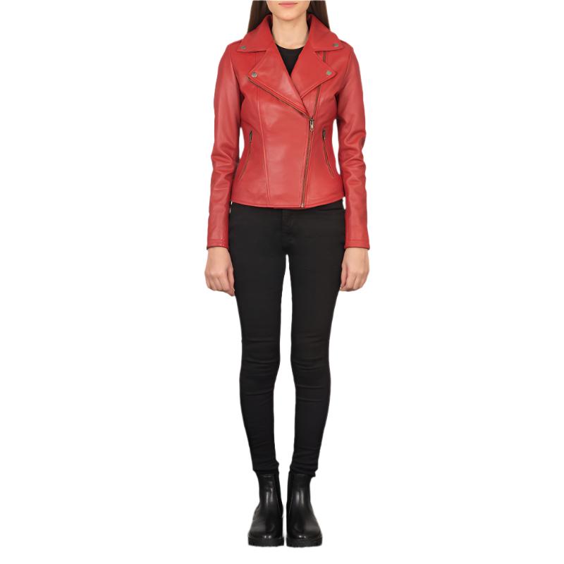 Flashback Red Biker Jacket For Women