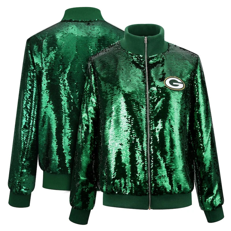 Green Bay Packers Cuce Green Team Sequin Jacket