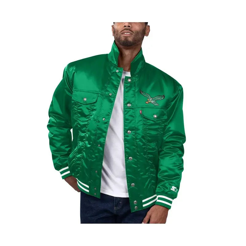 Green Philadelphia Eagles Silver Tab Trucker Full-Snap Jacket