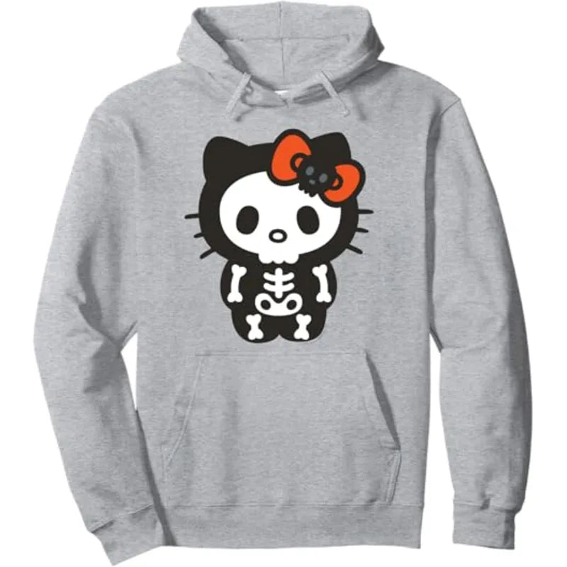 Hello Kitty Skeleton Halloween Pullover Fleece Hoodie