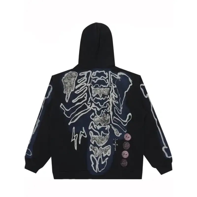 Halloween Cactus Jack Travis Scott Skeleton Fleece Hoodie