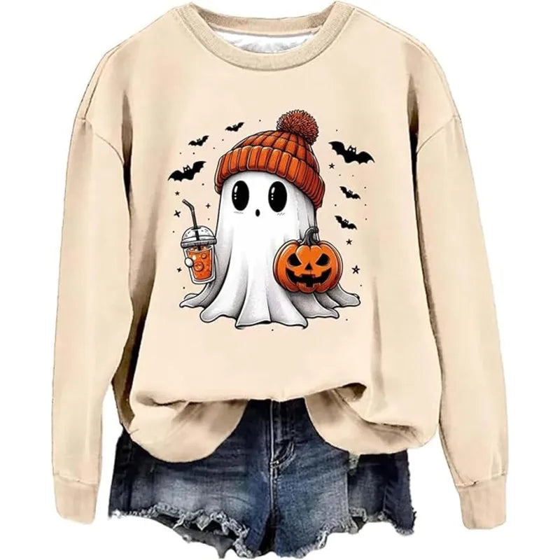 Halloween Funny Ghost Soda Graphic Fleece Sweatshirt