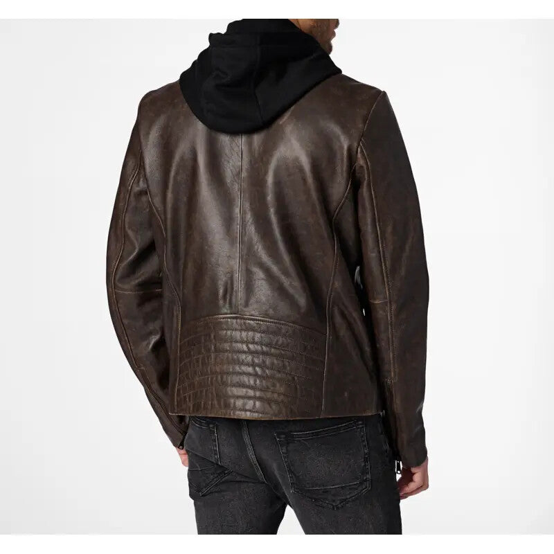 Jaxson Hooded Moto Leather Jacket