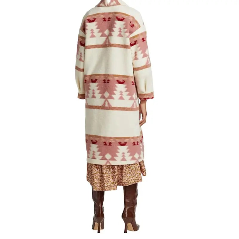 Beth Dutton Yellowstone S05 Pink Printed Wool Coat