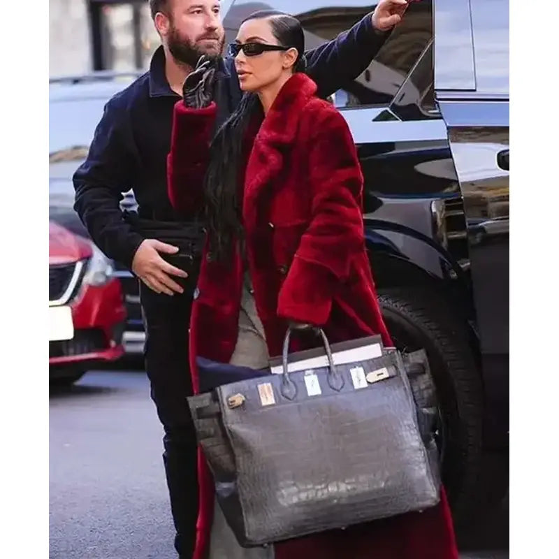 Kim Kardashian American Horror Story Red Fur Coat