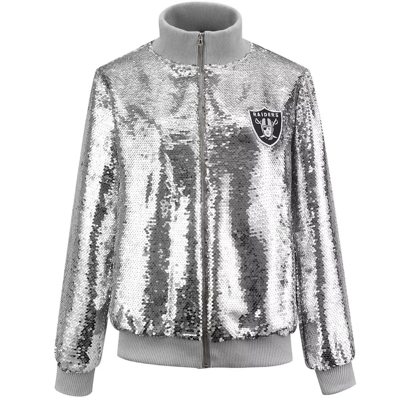 Las Vegas Raiders Silver Sequin Jacket