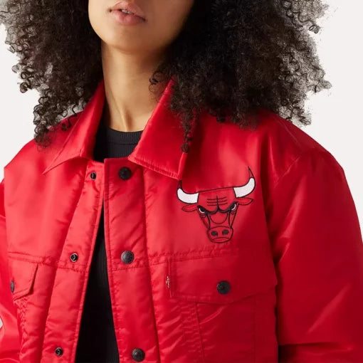 Chicago Bulls Baseball Team Red Satin Jacket