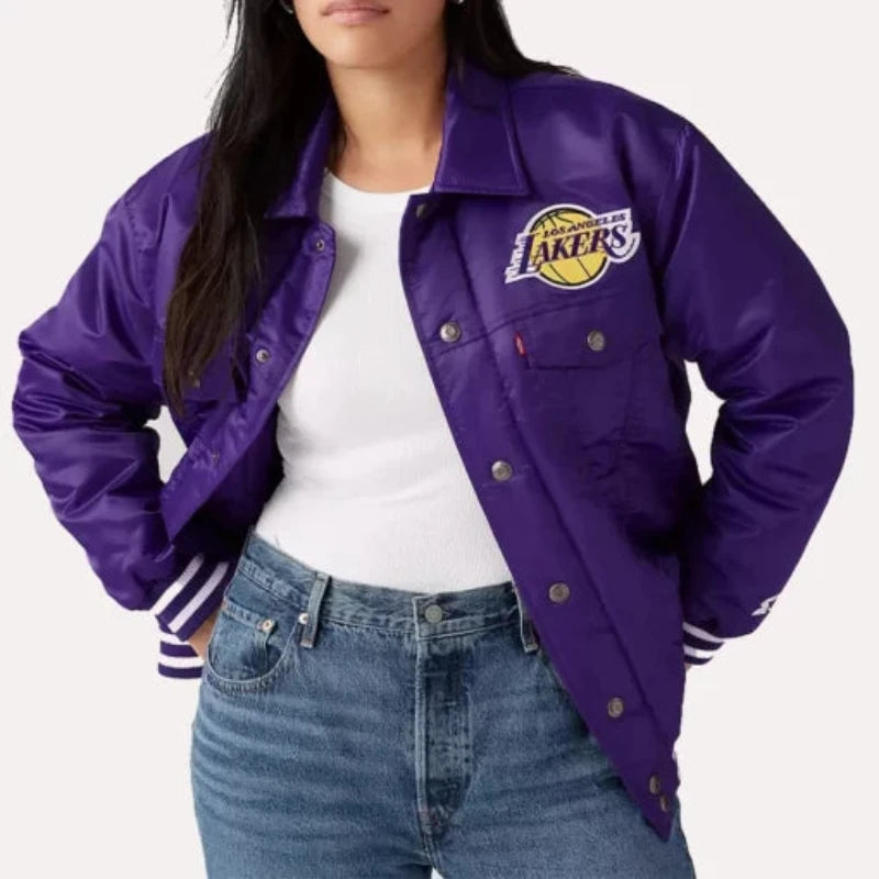 Los Angeles Lakers Baseball Team Satin Jacket