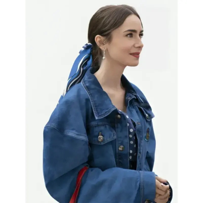 Lily Collins Emily In Paris S4 Blue Denim Jacket