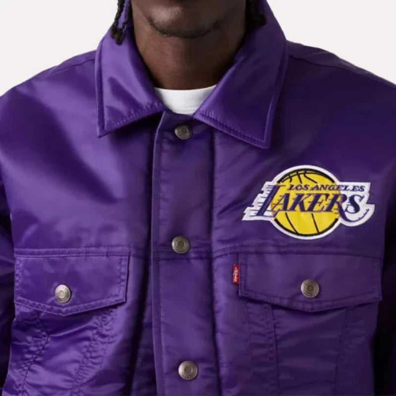 Los Angeles Lakers Baseball Team Satin Jacket