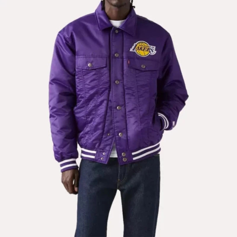 Los Angeles Lakers Baseball Team Satin Jacket