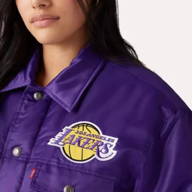 Los Angeles Lakers Baseball Team Satin Jacket