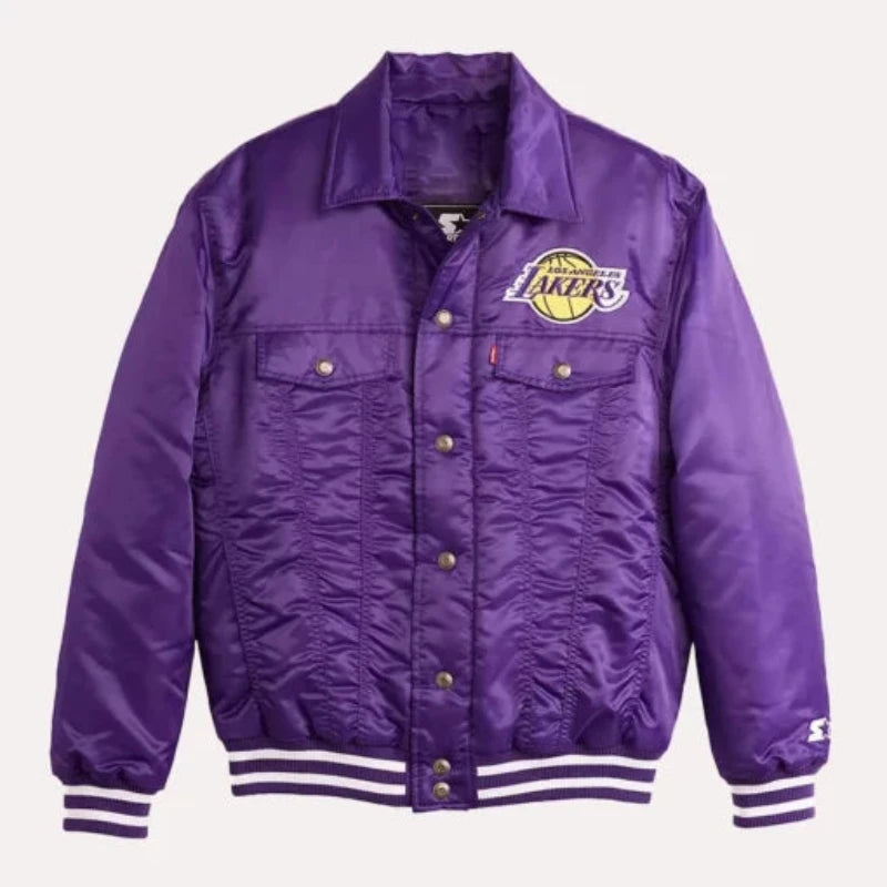 Los Angeles Lakers Baseball Team Satin Jacket