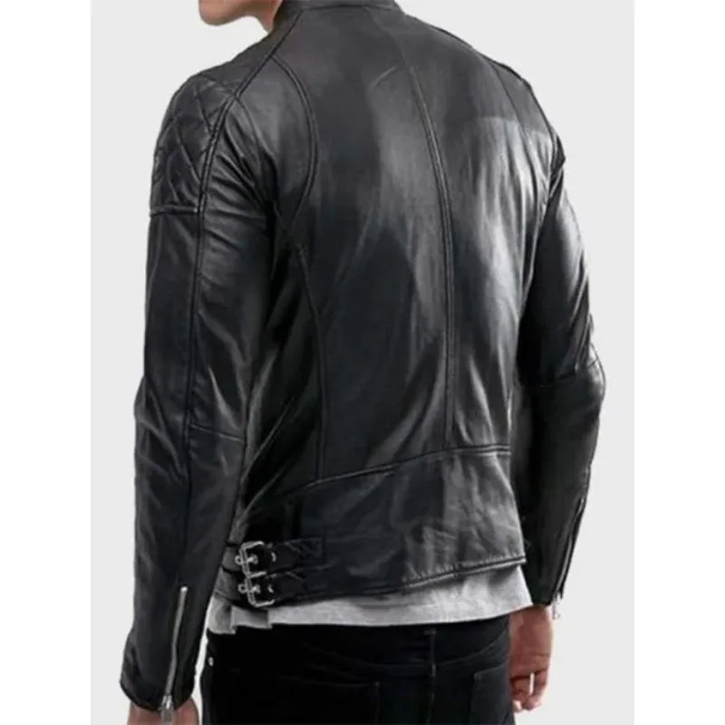 Men's Cafe Racer Stylish Black Leather Jacket