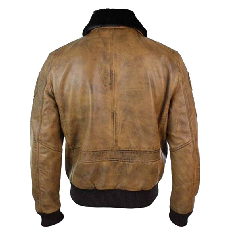 Mens Aviator Bomber Leather Jacket