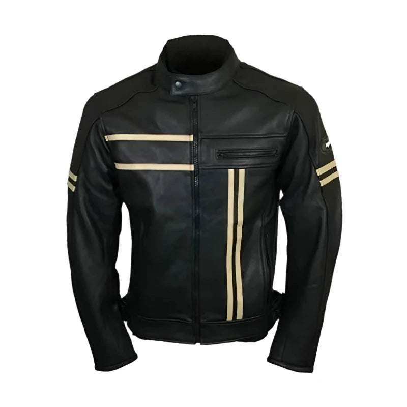 Men’s Retro Leather Black Biker Jacket