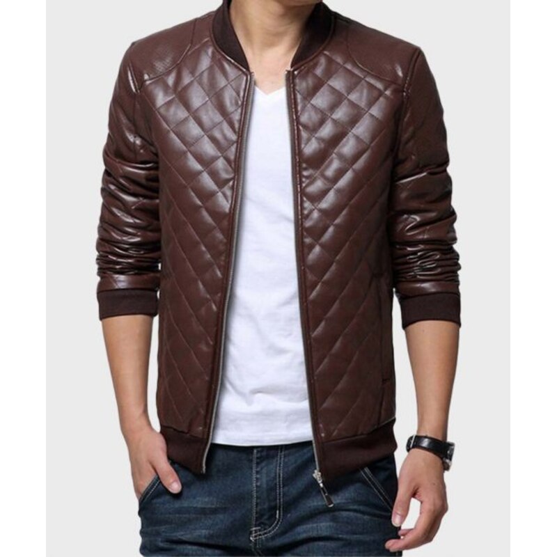 Mens Quilted Leather Jacket