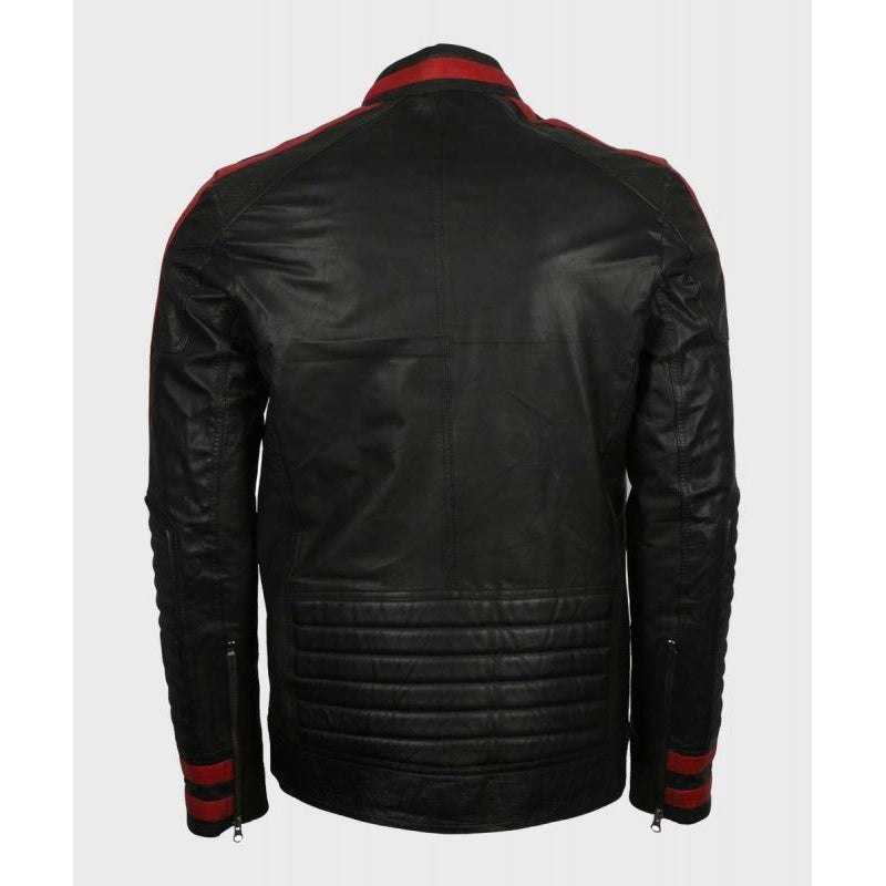 Cafe Racer Red & Black Leather Jacket for Men