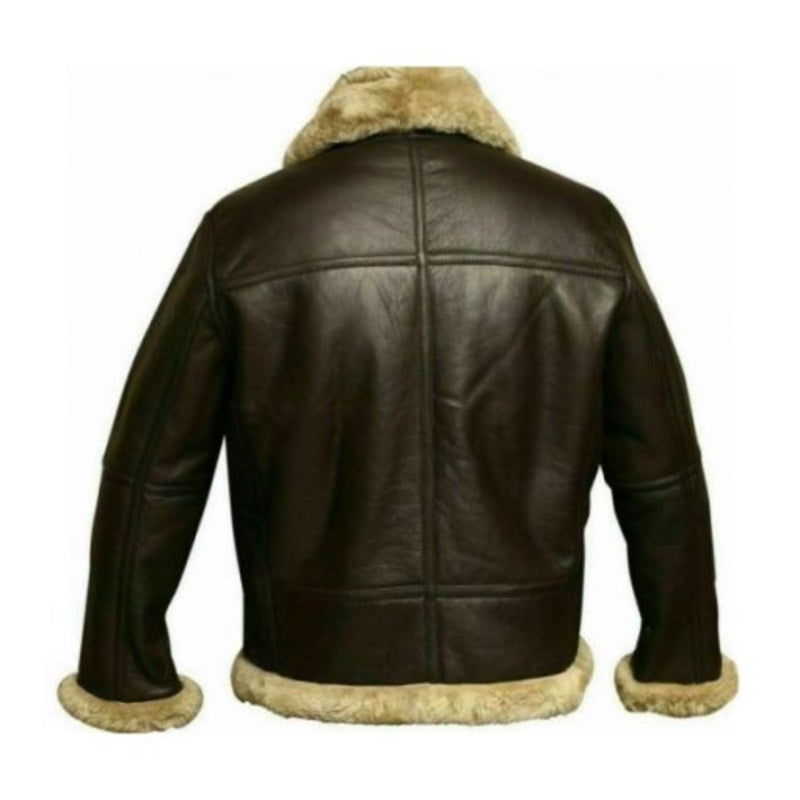 FUR Aviator Flying Pilot Bomber Sheep Skin Leather Jacket