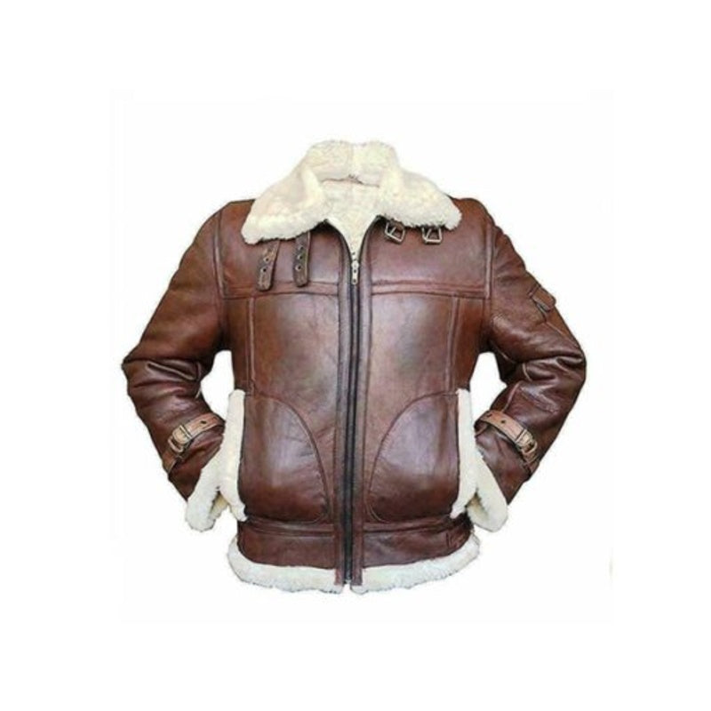 Mens RAF B3 Aviator Shearling Bomber Jacket